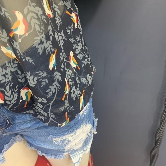 Birdseye bird print batwing crepe blouse/top - Picture 5 of 6